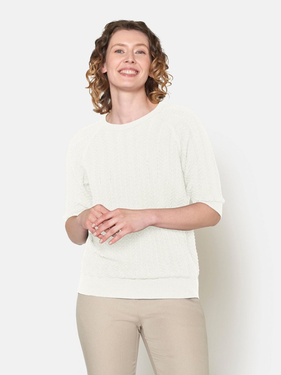 Toj Brandtex | Strik Pullover Med 3/4 Aermer Off-White