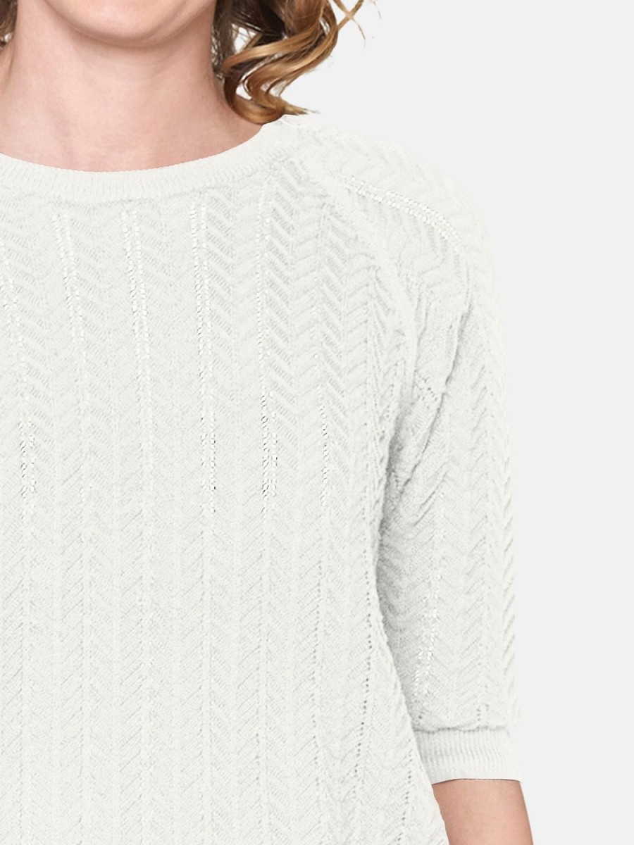 Toj Brandtex | Strik Pullover Med 3/4 Aermer Off-White